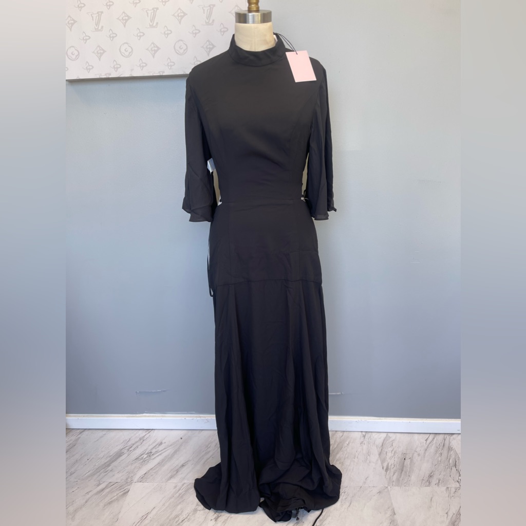 Fame And Partners Dress- Black Closed Neck With String Back Detail
